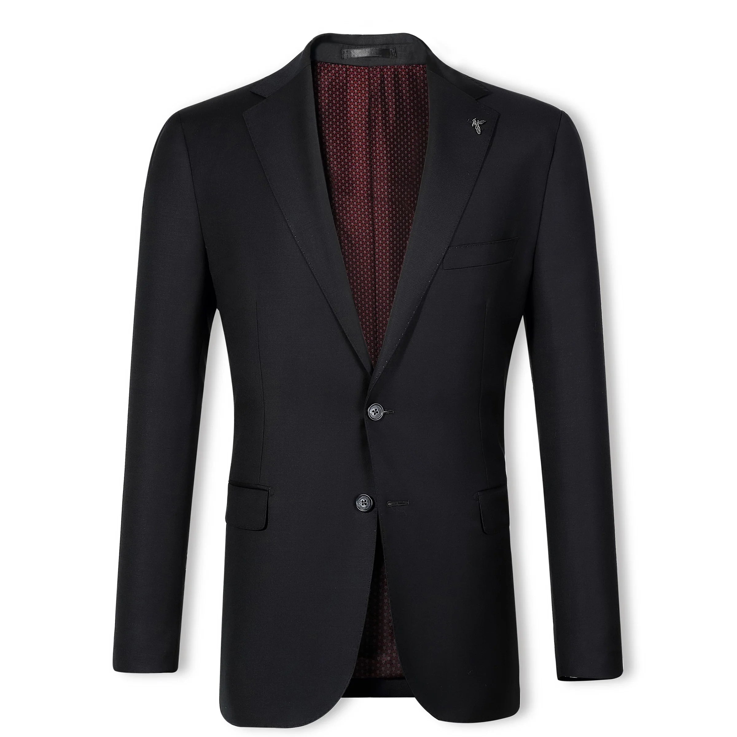 100% Australian Merino Wool Men's Ready To Wear Black Suit