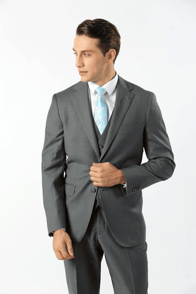 100% Australian Merino Wool Men's Ready To Wear Grey Suit