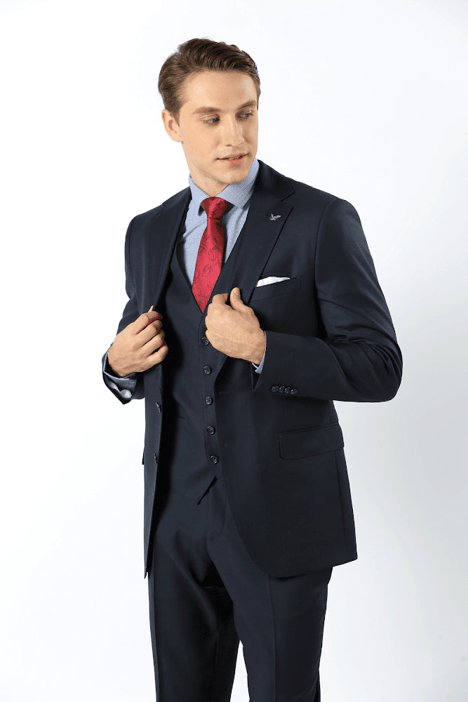 100% Australian Merino Wool Men's Ready To Wear Navy Suit