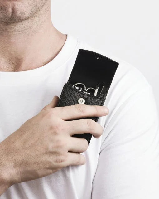 5pc Stainless Steel Manicure Set In Saffiano Pu Travel Pouch