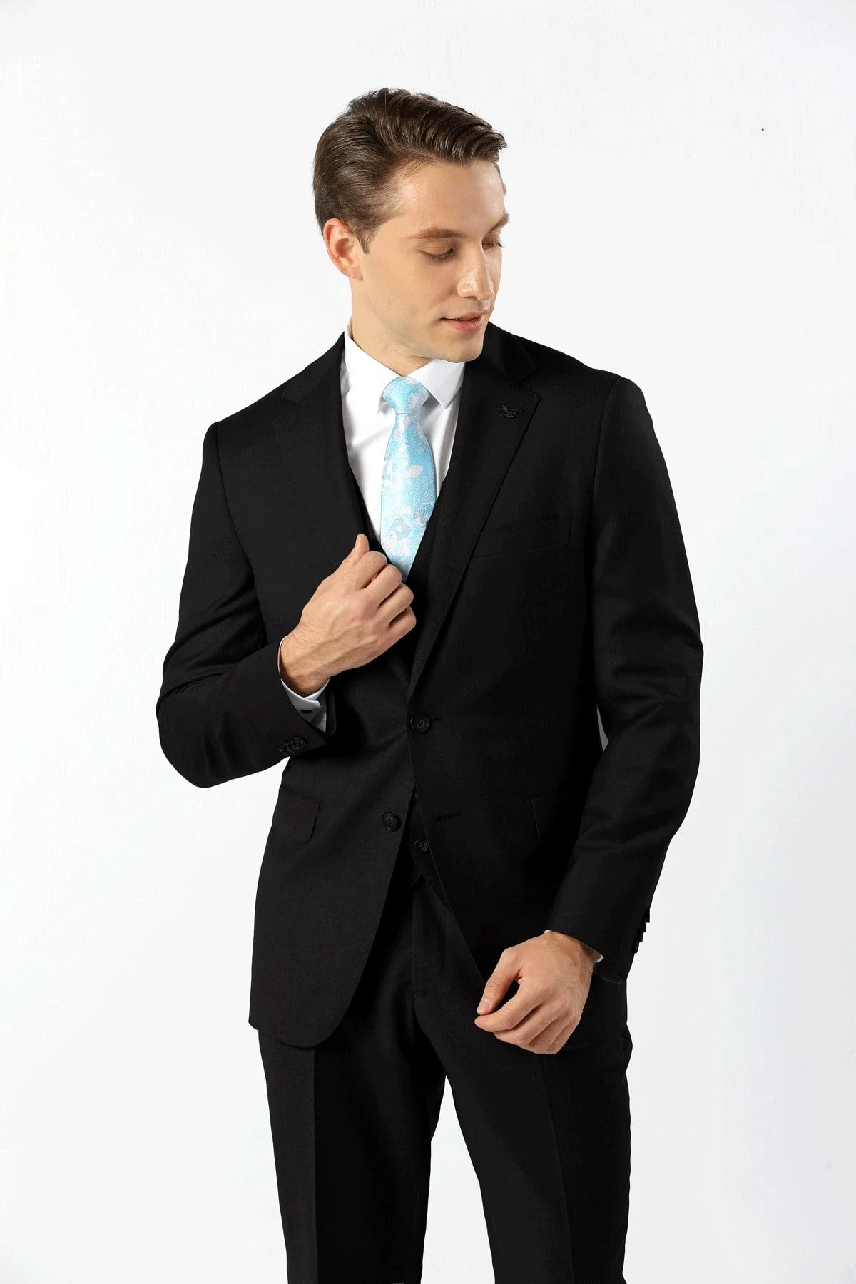 100% Australian Merino Wool Men's Ready To Wear Black Suit