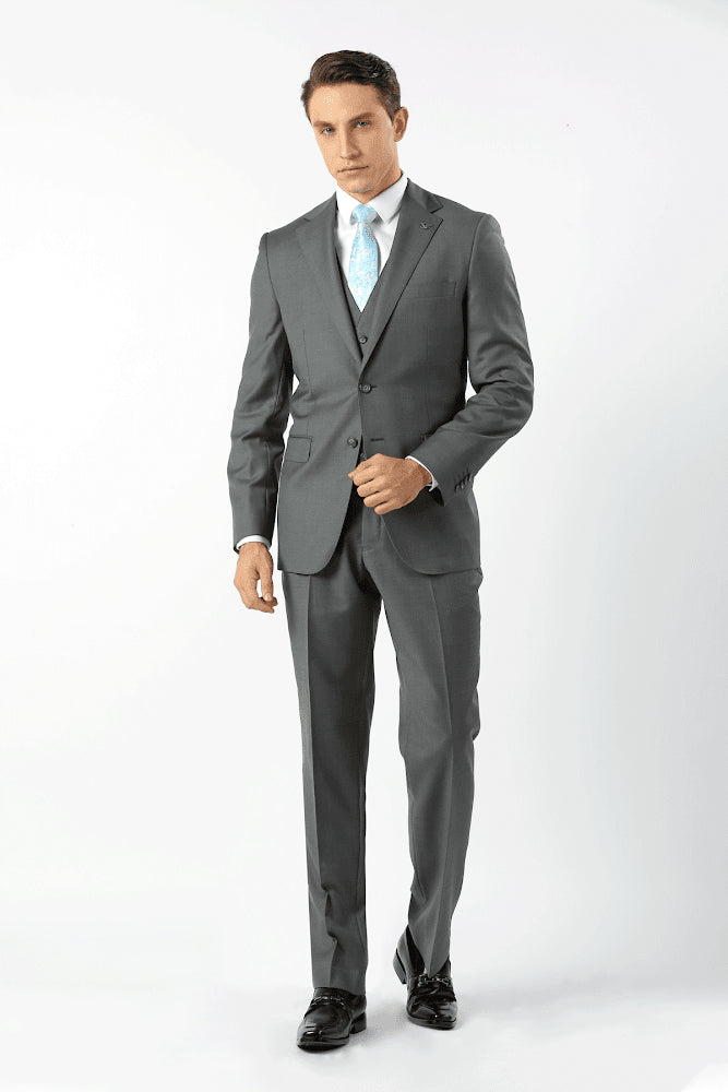 100% Australian Merino Wool Men's Ready To Wear Grey Suit
